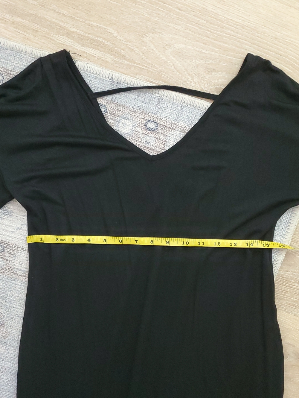 Boutique Black Long Open V Back Pocket Dress Cover-up SzS - Picture 4 of 11